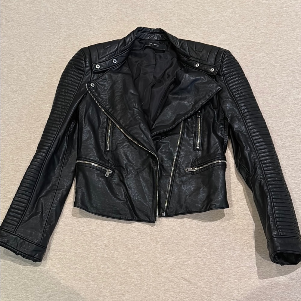 Zara Black Leather Biker Jacket